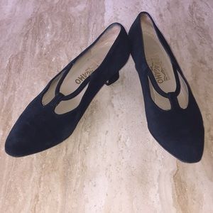 Vintage Ferragamo Suede Heels